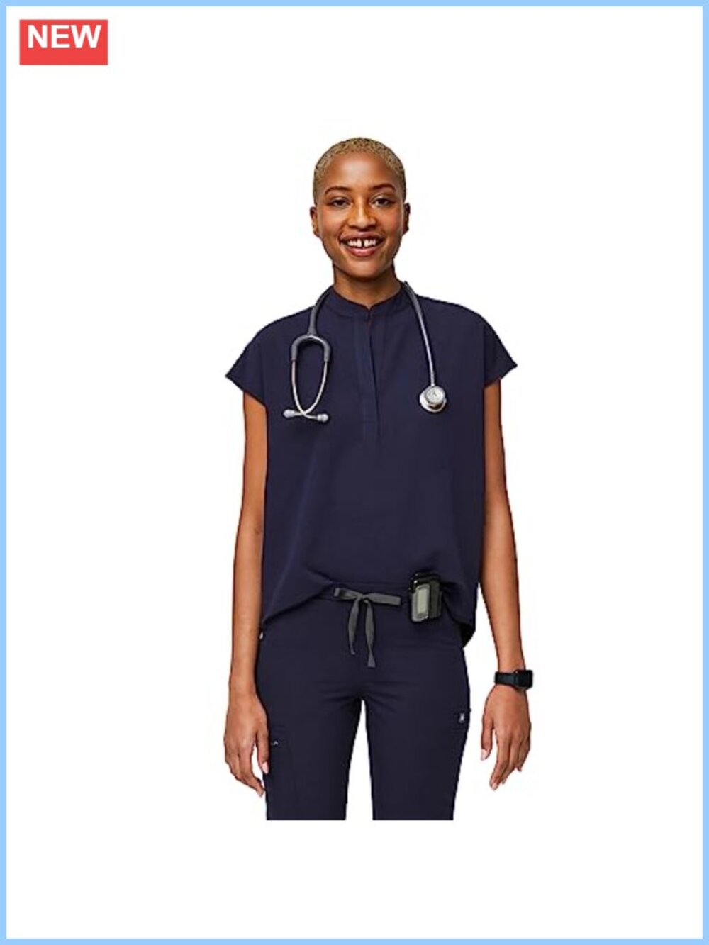 FIGS Women's Oversized Scrub Top Uniform Medical Mandarin Collar